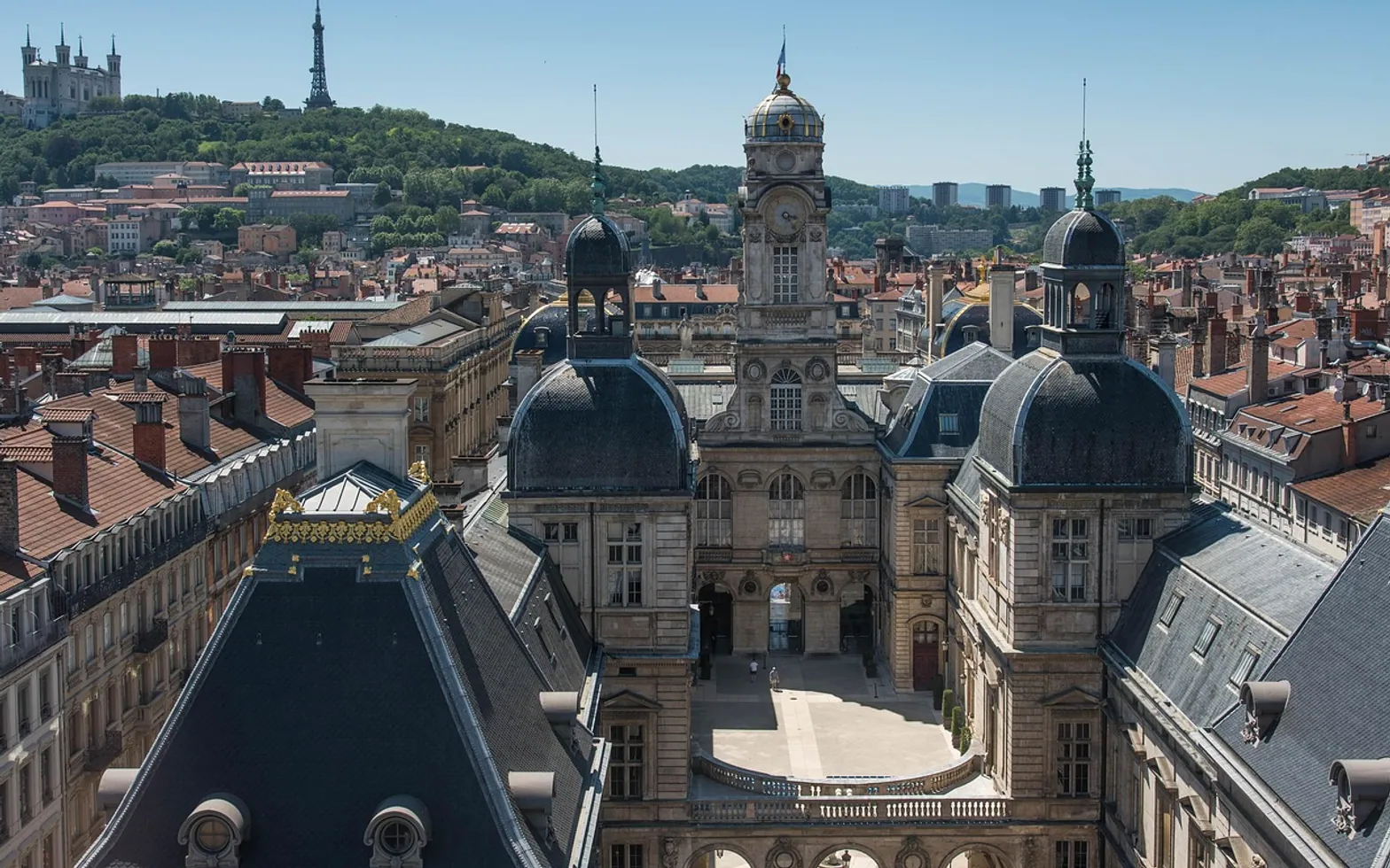 Lyon, fourvière and mairie de lyon