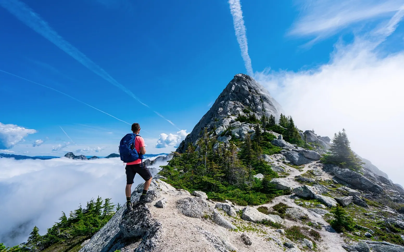 Man, mountain and snow